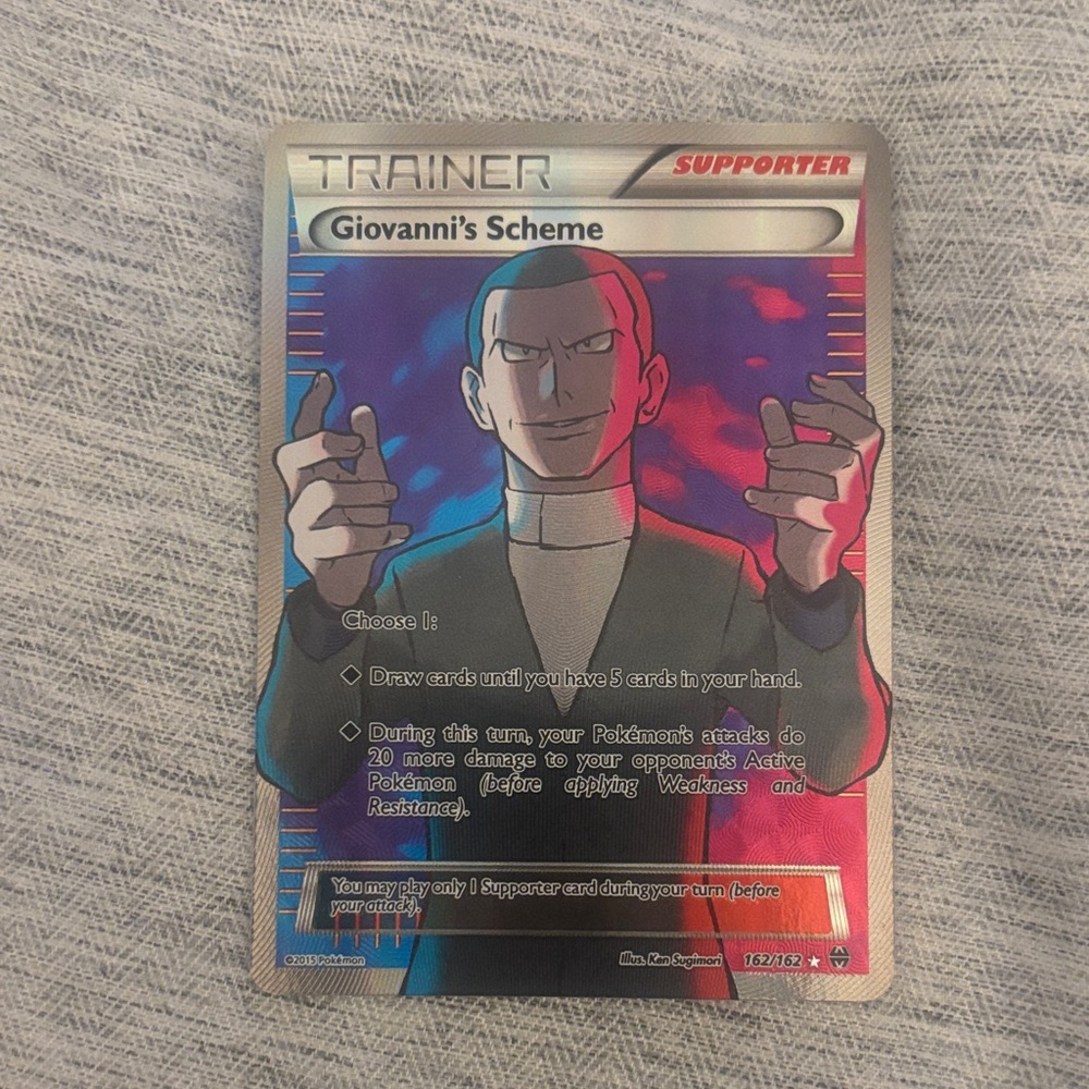 Pokemon Trainer Card - Giovanni's Scheme with Red and Blue Accents